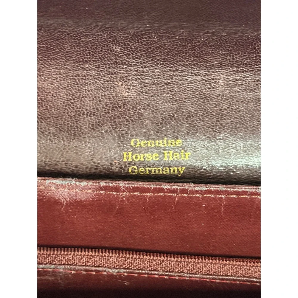 Vintage Genuine Horsehair Leather Crossbody Burgundy German Made Gold Hardware